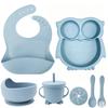 Silikon-Eulen-6-teiliges Baby-Essgeschirr-Set: Saugplatte & Schüssel