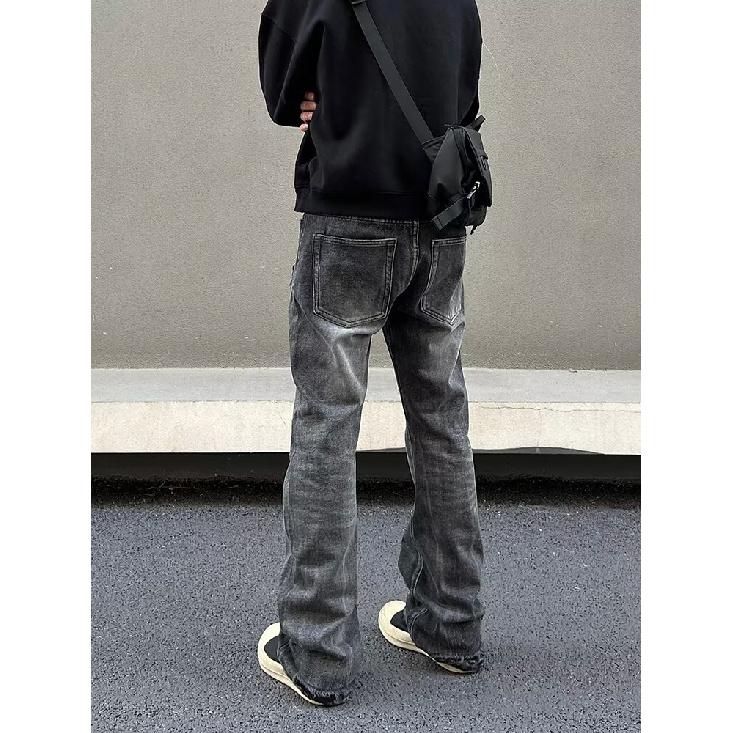 High Street Jeanshose für Männer, Retro Distressed, Lockere Hose mit geradem Bein, Sporthose mit weitem Bein, trendy