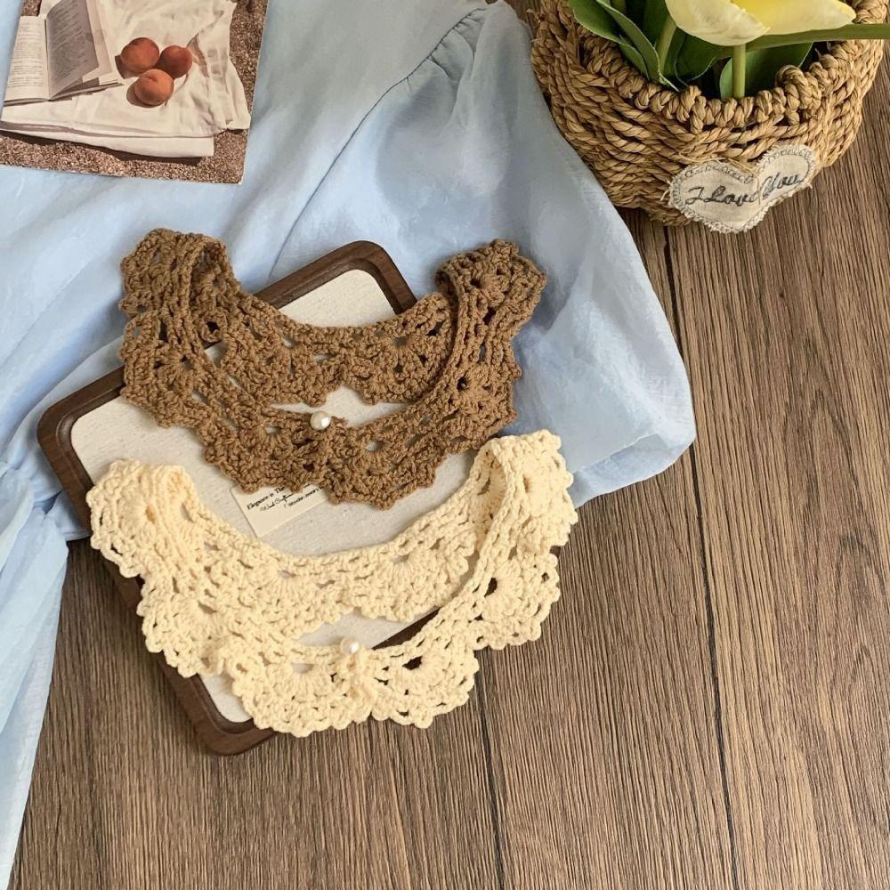 Detachable Knitted Scarves Round Neck Blouse Shoulders Fake Collar Hollow Out Crochet Shawl  Summer