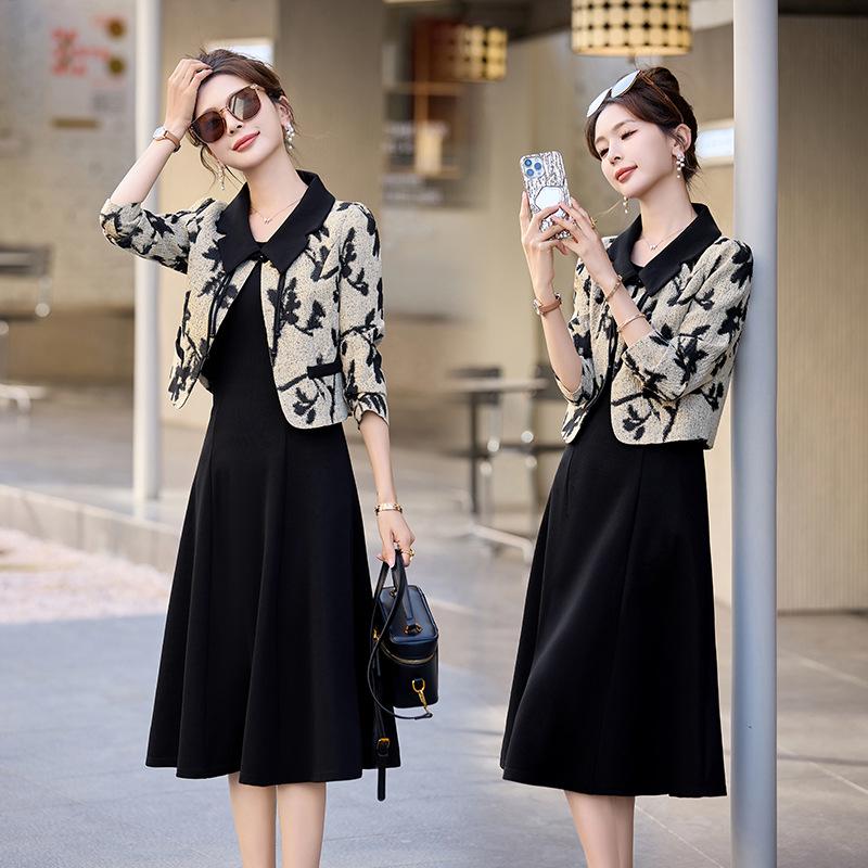 2024 Spring Women's Two-Piece Chinese Style Coat Dress - Small Size Fashion Suit Skirt