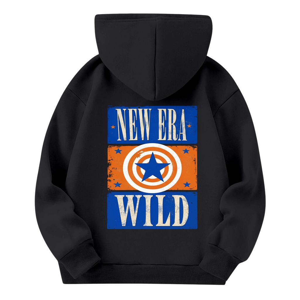 Kids Long Sleeve Loose Fit Pullover Hoodie with Letter Print and Pockets
