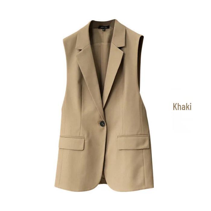 

2025 Trendy Korean-Style Minimalist Suit Vest for Women - High-End, Fashionable, and Versatile Outerwear XXL хаки