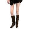 Belt Buckle~ Pants Boots Thick Heel Boots Long Boots Female Spice Girl High Boots Pointed Black Pants Boots Fried Street