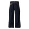 Mens High Street Jeans Loose Straight Leg Patchwork Plaid Waist Unique Design Casual Long Pants