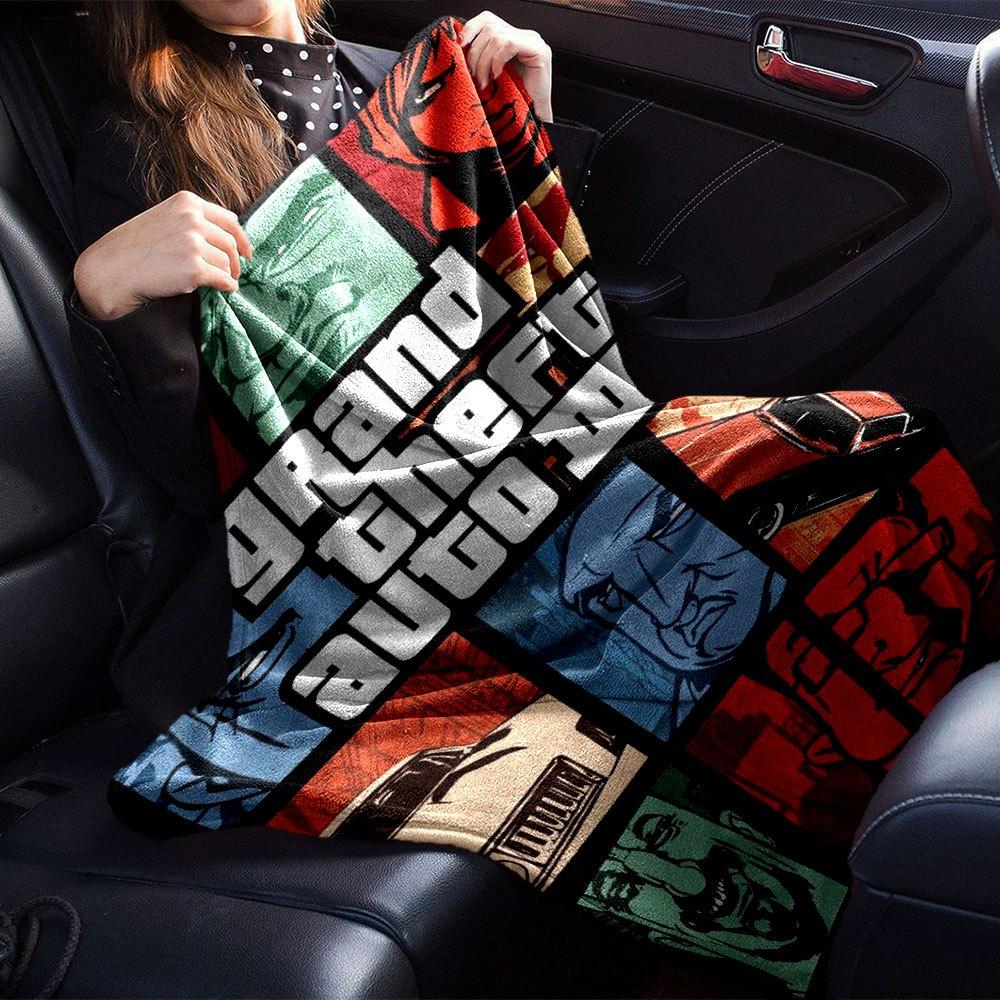 1 Stück Grand Theft Auto Weiche Flanelldecke mit Designer-Print Eine kuschelige Decke für alle Jahreszeiten, perfekt für das Sofa, Bett, Büro