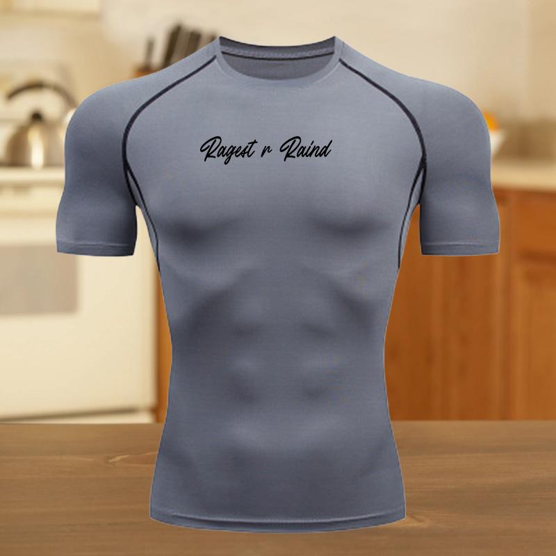 Clothing Fitness Compression Running T-Shirt Suit Tops Bat T-Shirts for Men Quick-Drying Gym Stretchy Sportswear Jersey Tee For