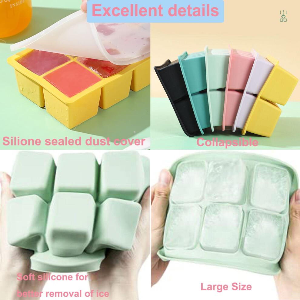 3Pcs Ice Cube Tray, Easy-Release Silicone Large Ice Moulds with Removeable Lids, Perfect for Chilled Drinks, Freezer, Baby Food, Whiskey and