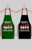 New Year Merry Christmas Set of 2 Black Green Kitchen Aprons