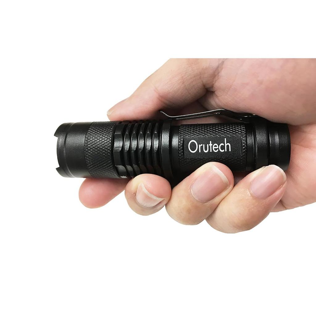 Orutech LED Handheld Flashlight Mini Flashlight with CREE and Zoom Focus Set of Red Ultra-Compact (Portable Ultra-Bright Chips, Waterproof, Function)