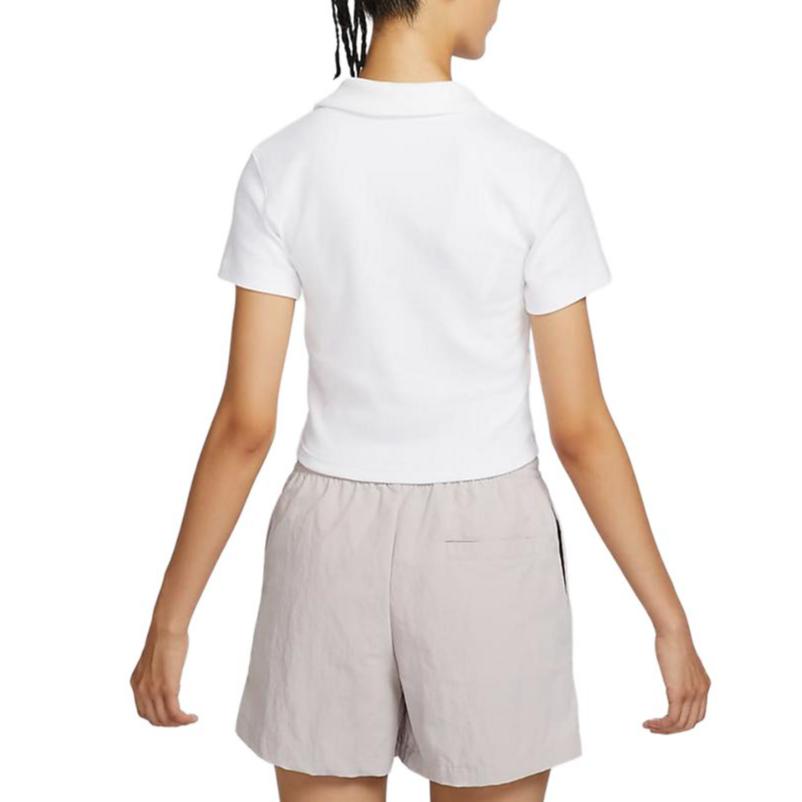 Nike Sportbekleidung Einfarbig Figurbetontes Polo Lässiges Sport Kurzarm T-Shirt Damen Oberteile Weiß HJ6852100