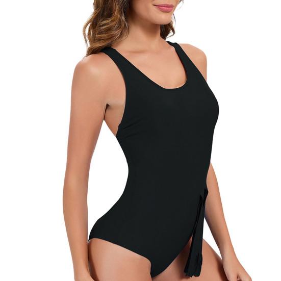 Dámské monokini s U výstřihem, zkříženými zády, polstrované jednodílné plavky, jednobarevné, bez zad, plavky, sexy slim střih
