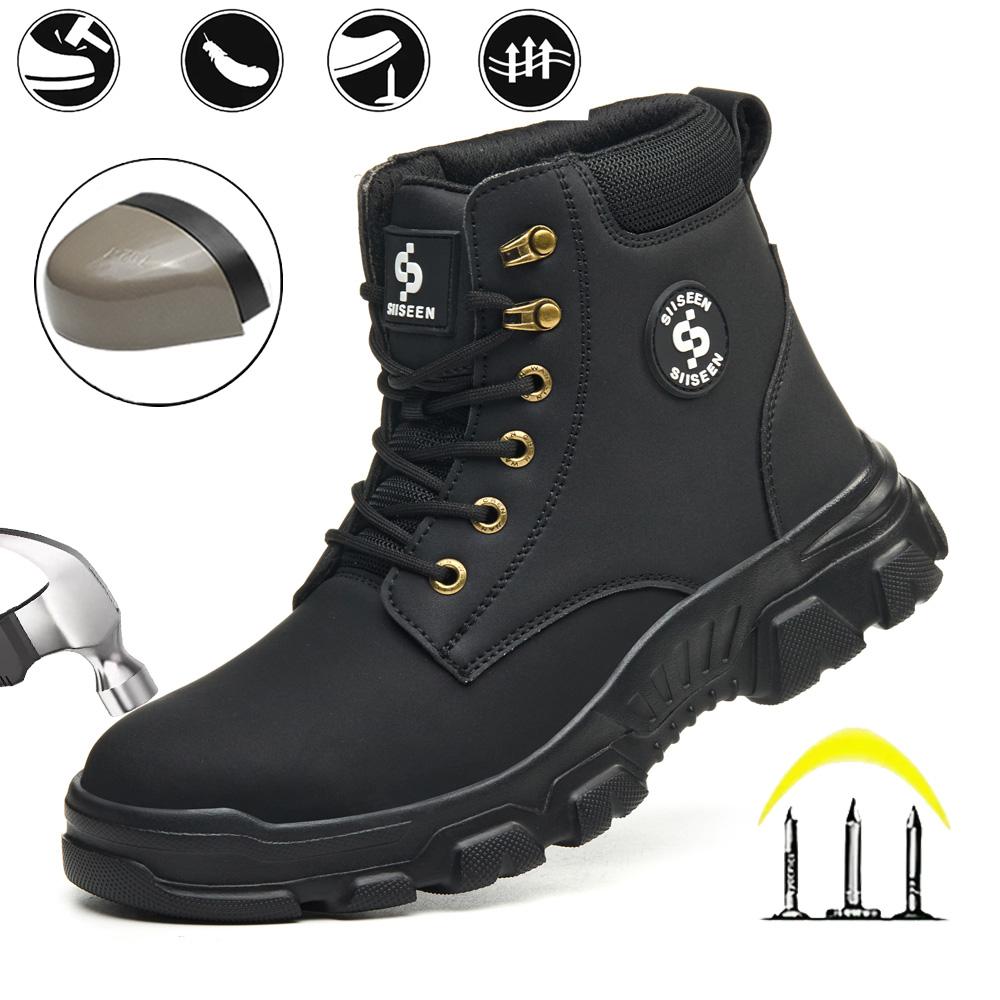 Men's Safety Shoes Anti-impact Steel Toe Puncture-resistant Kevlar Outdoor Construction Site Safety Boots Workshop Factory Work