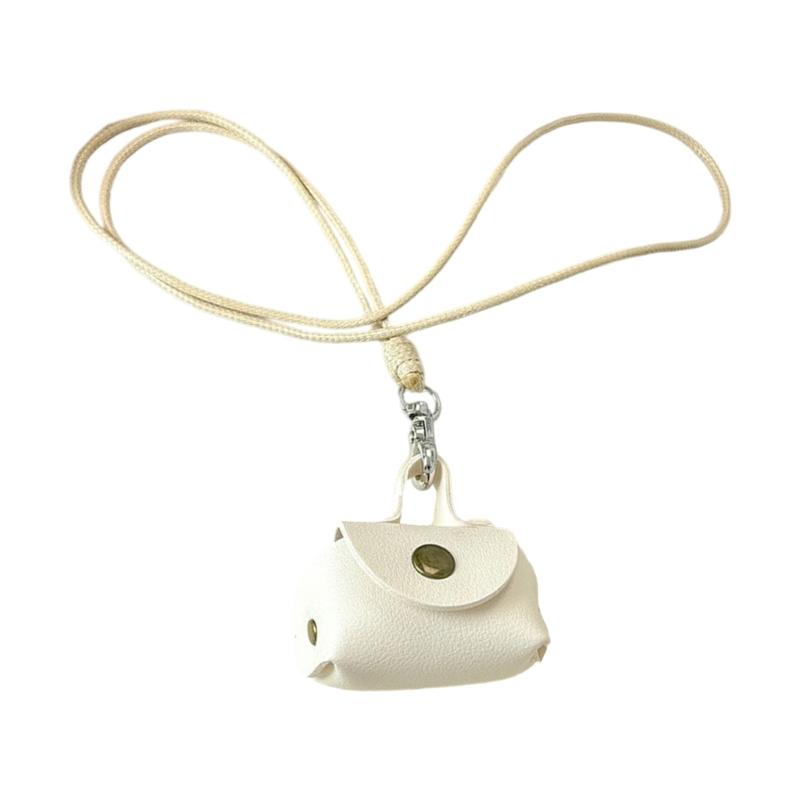 

Fashionable Long Pendant Necklace Soft PU Leather Bag Pendant Necklace In Vibrant Colors For Trendsetters бежевий