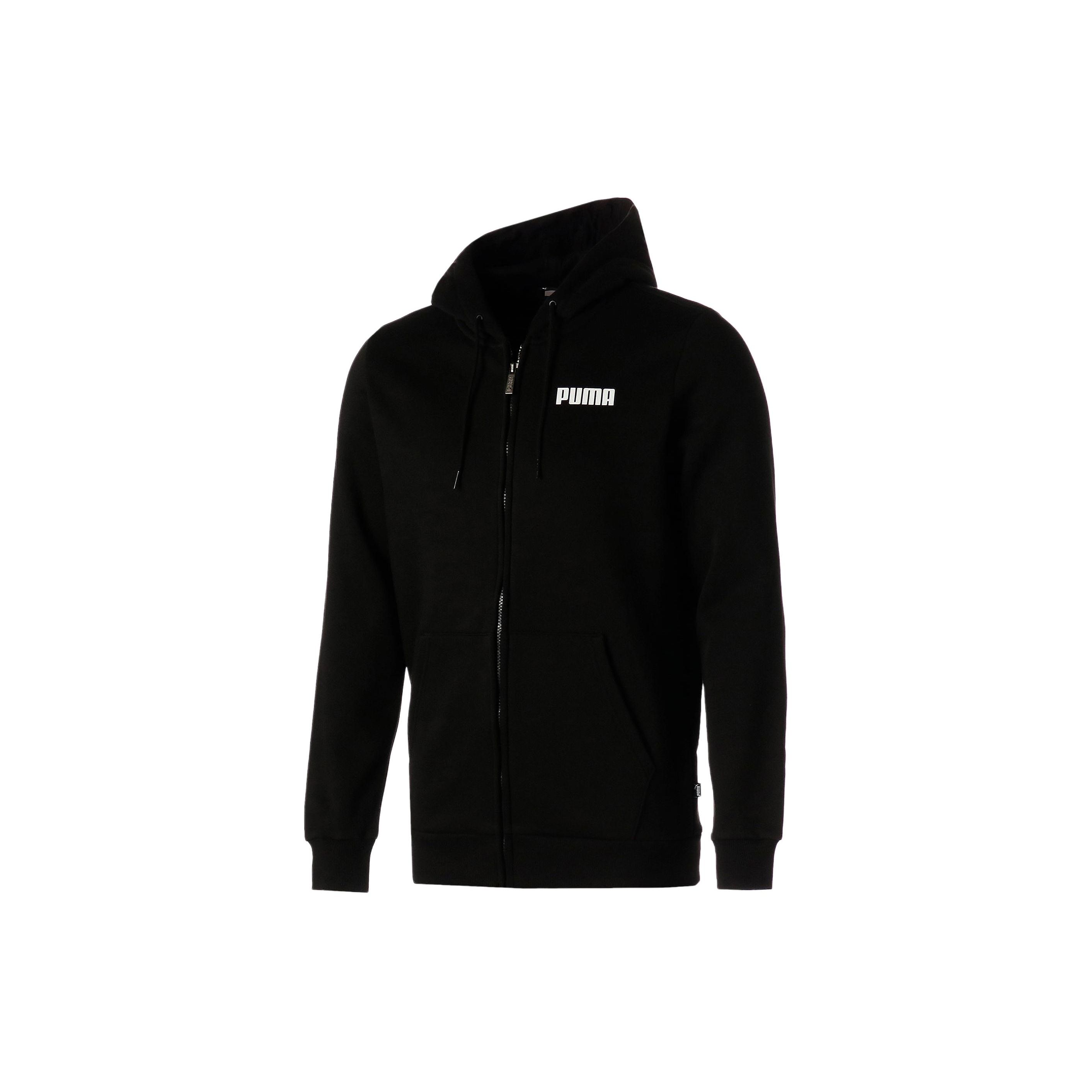 Puma Letter Print Hooded Cardigan Sweatshirt Men sweatshirt Black 84724201 S