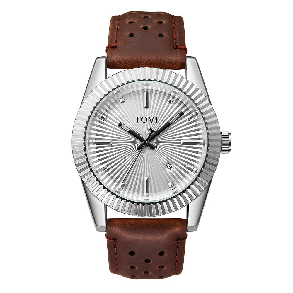Men s Fashion Classic Men s and Women s Watch Versatile Trend Business Calendar Brown Leather Quartz Watch