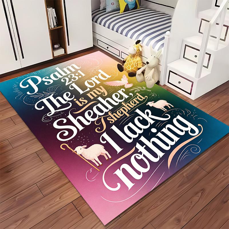 Psalm 23:1-The Lord Is My Shepherd Carpet with Gradient Colors Suitable for Use As an Anti-slip for Living Room Bedroom Sofas
