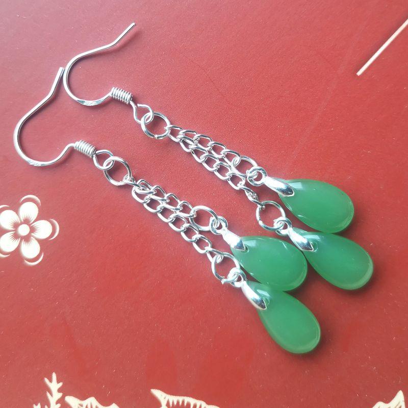 

Элегантные серебряные серьги в китайском древнем стиле, серьги из серебра 925 пробы с хрустальным стеклом, гипоаллергенные, маленькие, изысканные, нежные серьги Green jade color [Long double beads]]