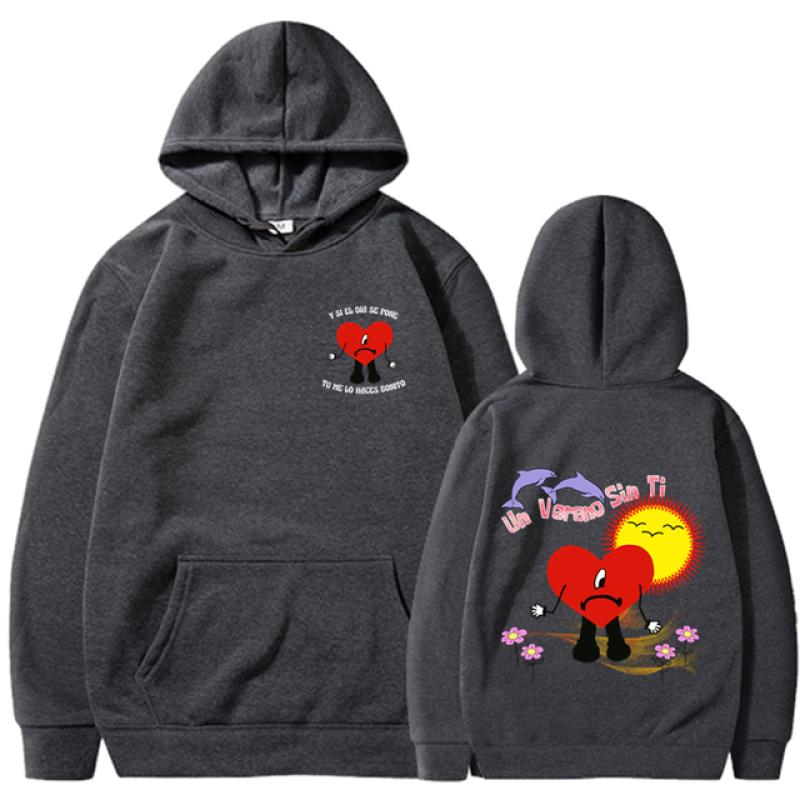 Trendy New Bad Bunny Pattern Printed Hoodie Unisex Hip Hop Street Sports Hoodie High Quality Hot Selling Top 2023