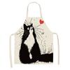 1 Pcs Cute Cat Pattern Kitchen Apron For Women Bibs Household Cleaning Pinafore Home Cooking  Chef  For Man