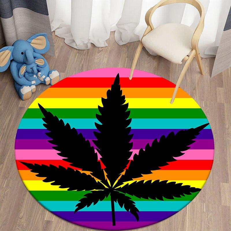 Black Cat Kawaii HD Printed Round Carpet for Living Room Rugs Camping Picnic Mats Flannel Anti-Slip Rug Yoga Mat Stranger Things