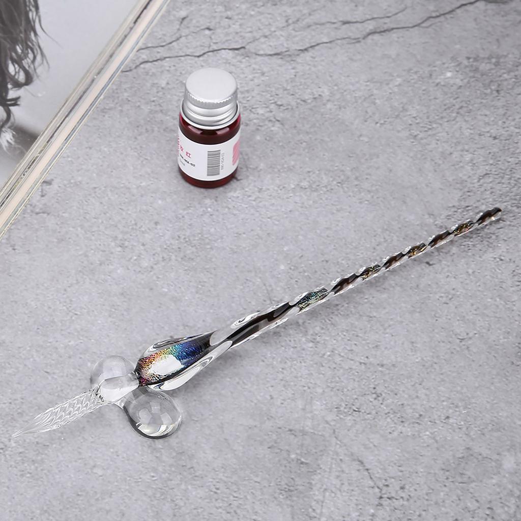 Glas-Dip-Stift Signatur-Tinte Stift Füllfederhalter Set mit Tintenhalter Bunt