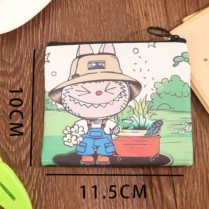 Portamonete Labubu mini borsa, porta carte per bambini, borsa portatile in PU per cuffie, piccola borsa portaoggetti da viaggio