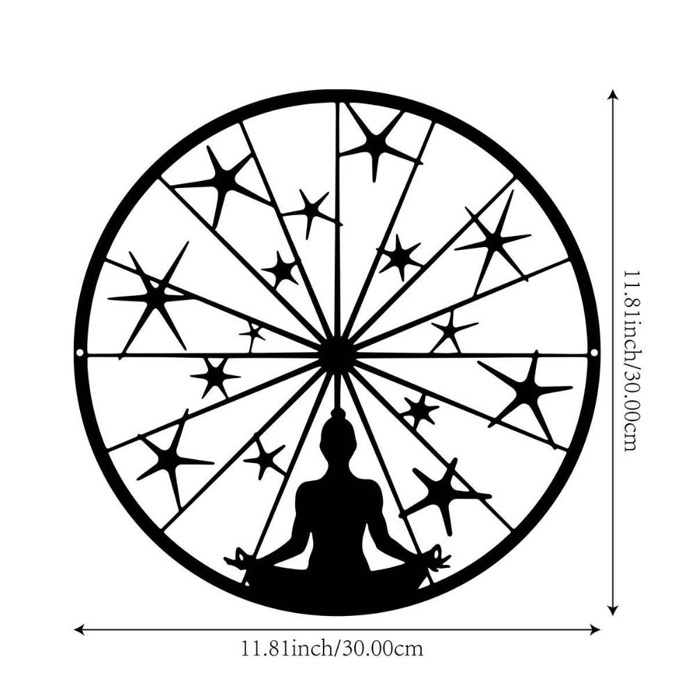 

Metal Yoga Sculpture Indoor Outdoor Wall Art for Studio Living Room Office Cottage Terrace Balcony 12in