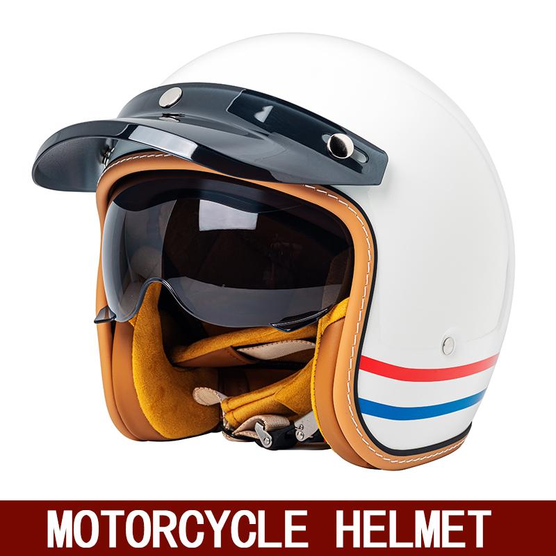 Retro Semi-open Motorcycle Helmet Cross-country Motorcycle Accessories Motorcycle Helmet 3/4 Retro Helmet In Winter
