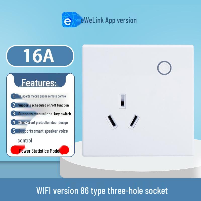 eWeLink Smart WiFi Wall Socket 86 Type 10A - Remote, Voice-Controlled App for Mobile