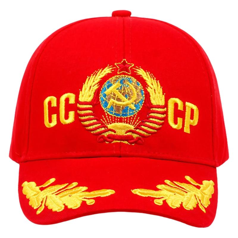 Soviet Union Letters Embroidered Cotton Baseball Cap Adjustable Fashion Outdoor Hat For Men And Women