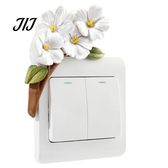 Decorative Light Switch Cover 3D Flower Sticker, Aesthetic Floral Resin Wall Plate Removable Guard Cover, Self Adhesive Art Decor for Home Bedroom