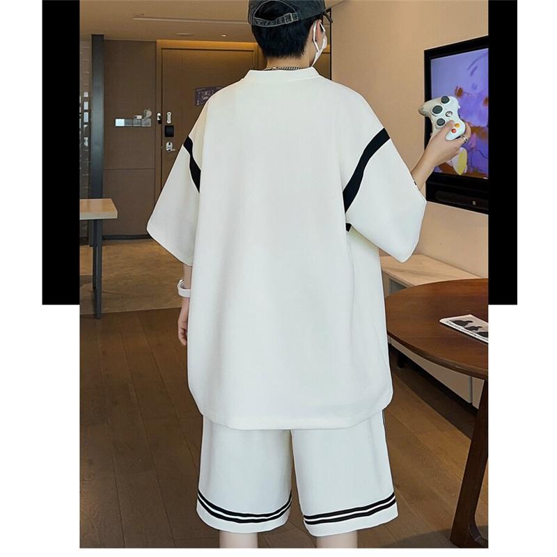 Men's 2 Piece Outfit Letter Print Oversized T-shirt & Shorts Casual Summer Sportswear Set