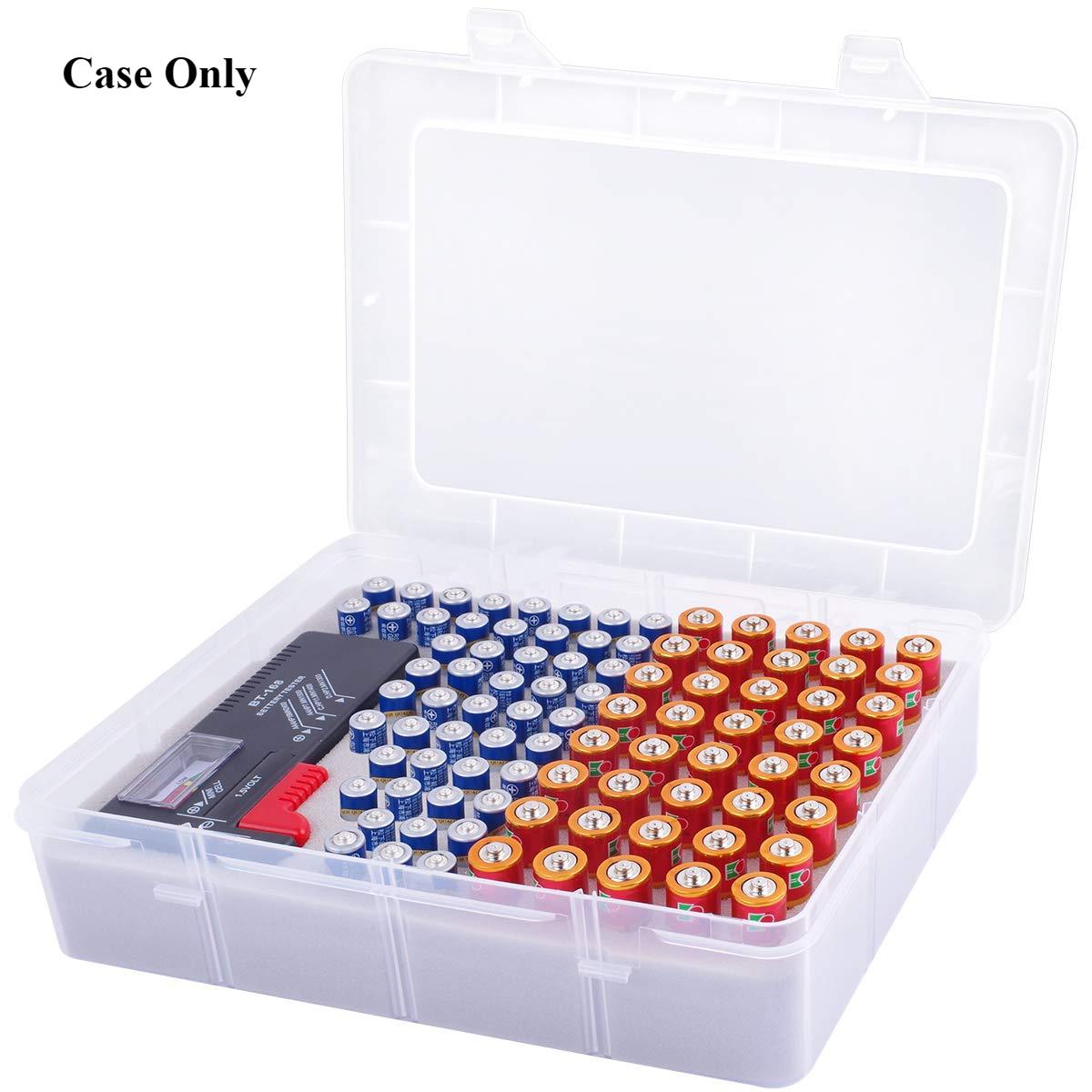 Battery Storage Organizer Box with Battery Tester, Garage Caddy Case Holder Container Bag Holds 90+ Batteries 40 AA чистый