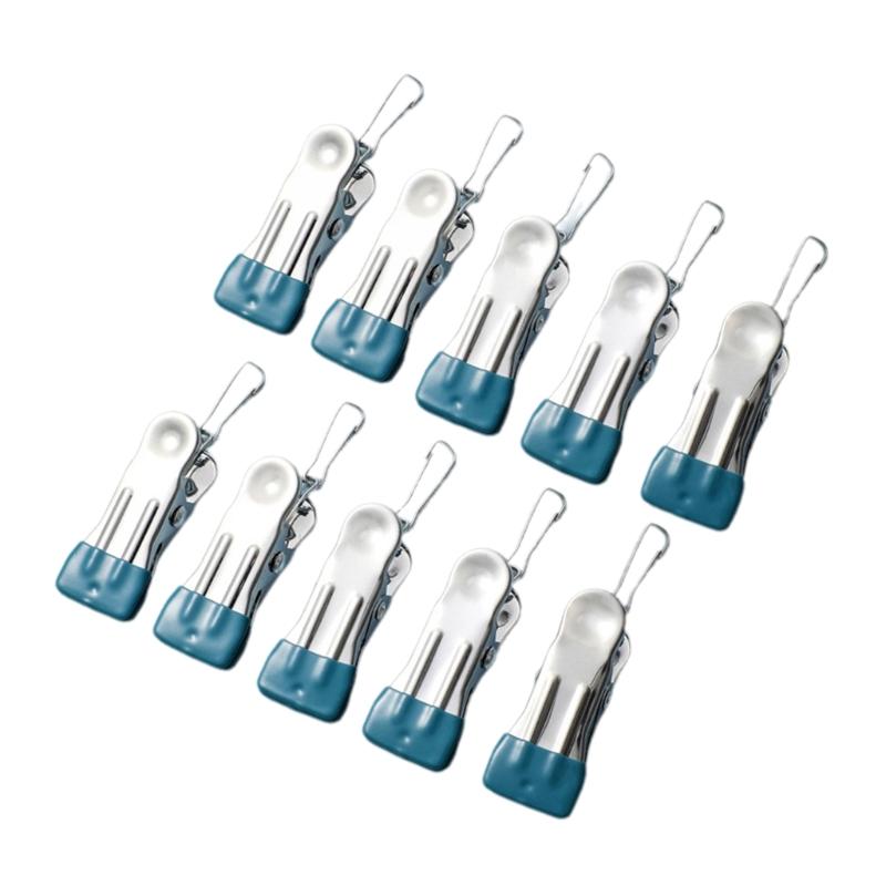 

10pcs No Mark Clothes Clips Durable Water Resistant Plastic Clips With Chain Design For Balcony Bathroom Camping чернил синий