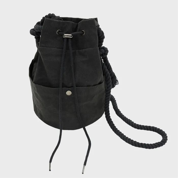 Waxed Cotton Hippie Bag Black