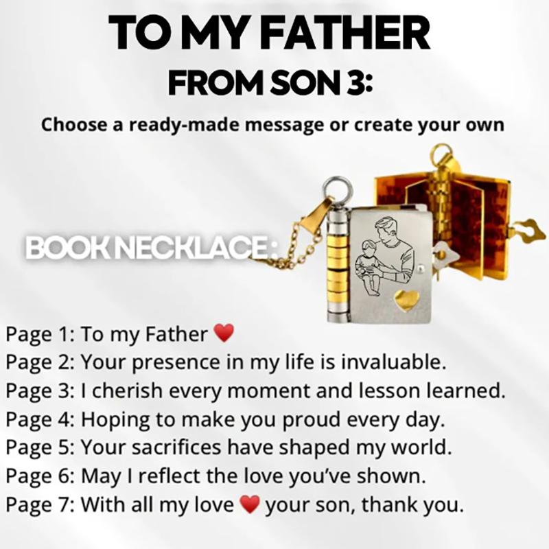 Openable Daughter Book Necklace Stainless Steel With Pages Of Engraved Information Message Mini Book Pendant Necklace Gold Color