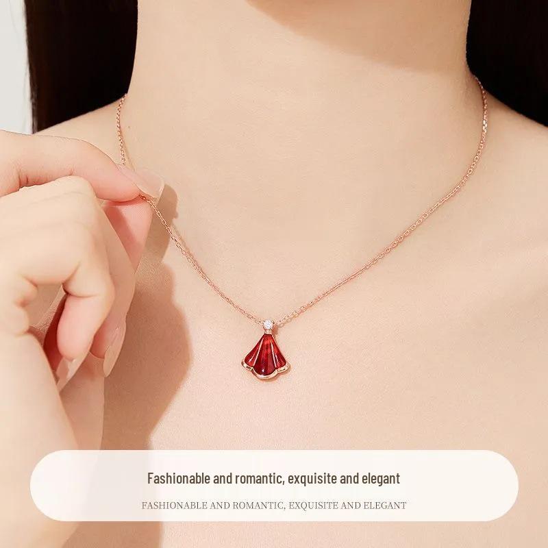 Auspicious Agate Little Skirt Pendant Necklace - Valentine's Day Gift for Girlfriend or Wife