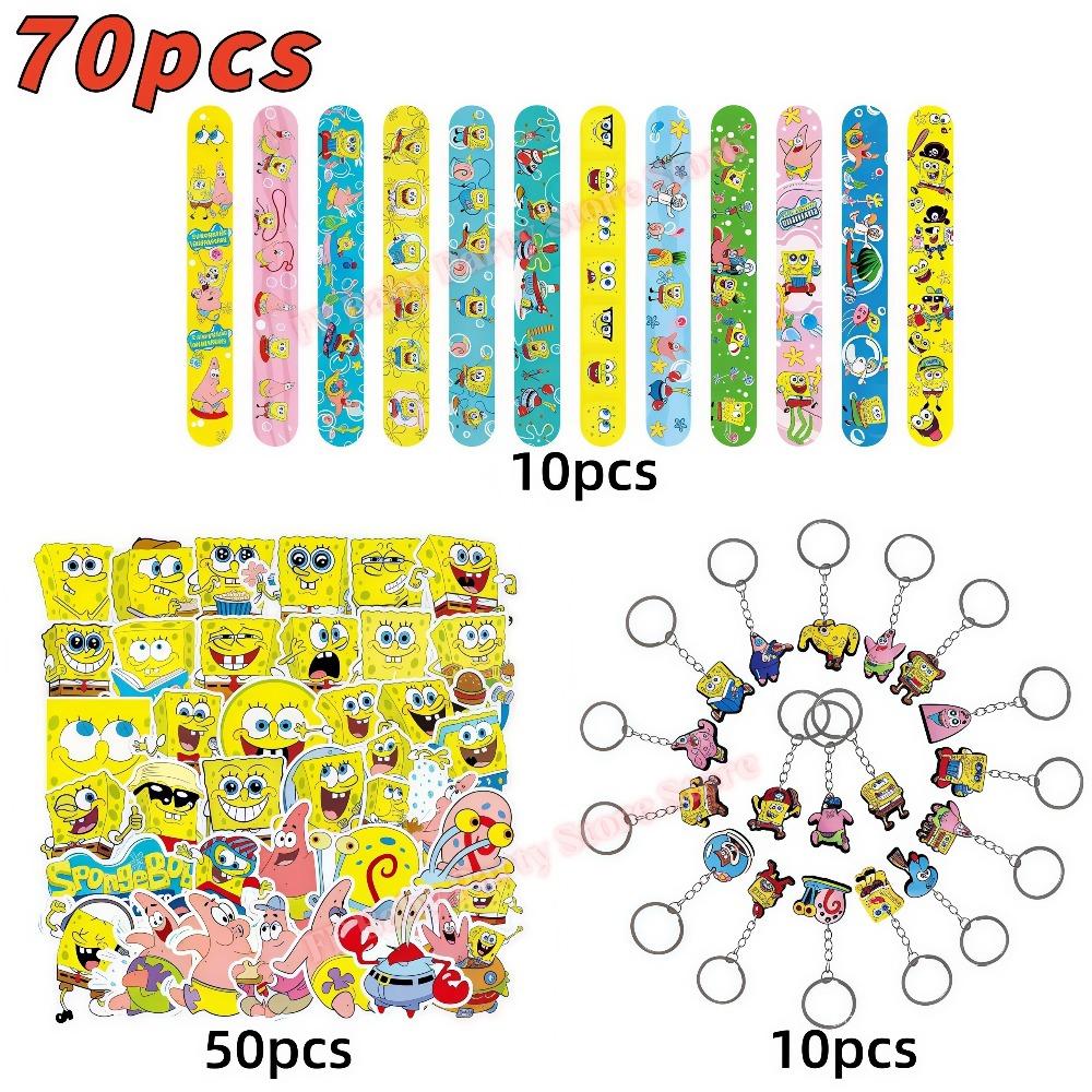 Cartoon Spongebobed Birthday Party Favors Bracelets Keychains Carnival Prizes Pinata Goody Bag Fillers Party Gift Birthday Decor