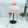 High-quality long rabbit fur ear protectors are exported to Russia in winter, thickened and enlarged, warm fox hairball knitted hat for women