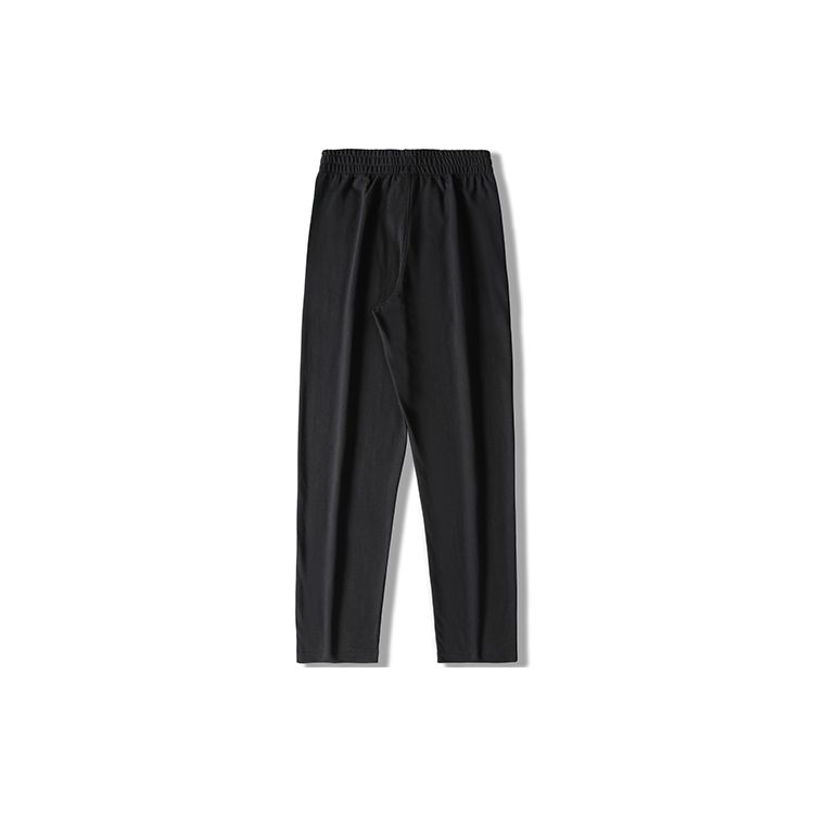 Li Ning Solid Color Elastic Waist Straight Leg Knitted Sports Pants Men bottoms Black AKLS451-1