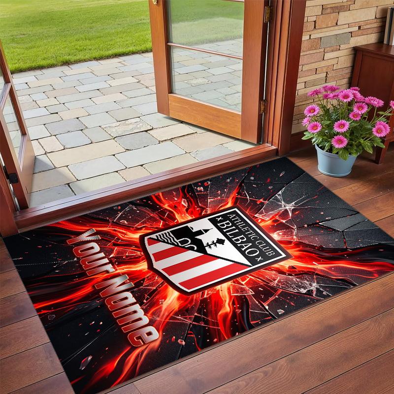 Crystal Velvet Rug Custom Name Text, Soft Non Slip Floor Mat Home DecorAthletic Bilbao FC