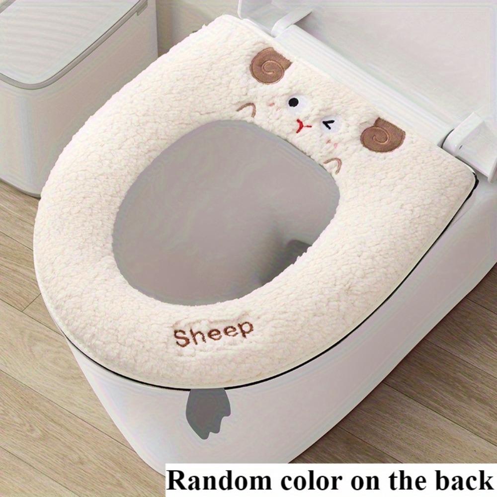 Cartoon Toilet Seat Cover Winter Zipper with Lifter Universal Toilet Seat Cover Home Use Bathroom Decor Toilet Set Accessories