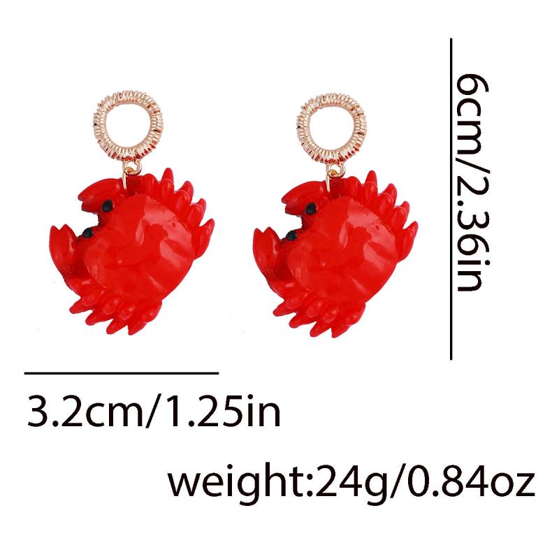 Pendientes Creativos para Mujer Regalo Lindos Únicos de Cangrejo Tachuelas Dibujos Animados Moda Langosta Colgantes Para Niñas Damas