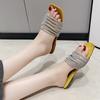 French beautiful flat-bottomed one-word slippers outer wear 2025 summer new high-end skirt casual beach sandals