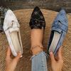 2025 Women's Knitted Slip On Flats Breathable Comfortable Solid Color Flat Shoes Casual Pointed Toe Walking Shoes Women Loafers