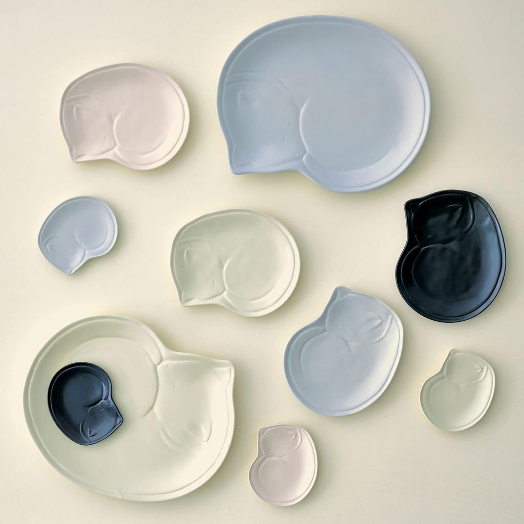 Aito Seisakusho [Neko Neco] Teller Gericht Servierplatte ca.. 18cm Katzenmuster Grau Mikrowellen- und Spülmaschinenfest Seto-Ware Hergestellt in Japan 111102