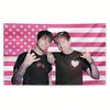 1 Pieza Jack Johnny Sam Colby Bandera de EE. UU. Tapiz Estrellas Rosas Rayas Impresión Plana para Decoración de Pared de Dormitorio Universitario