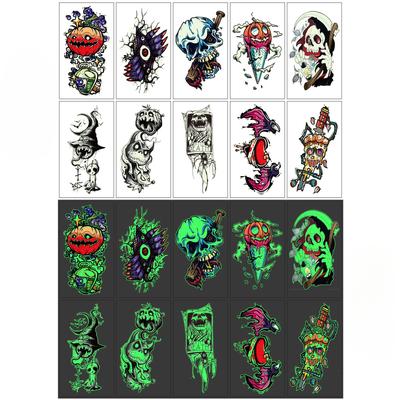 Luminous Halloween Tattoo Stickers Children's Cartoon Holiday Party Funny Arm Face Tattoo Stickers
