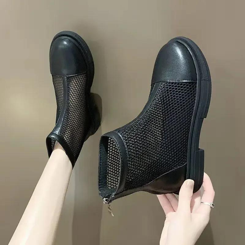 Fashion Female Short Shoes White Empty Round Toe High Quality Pu New In Women's Ankle Boots Designer Luxury Boot Spring 2024 Hot Booties