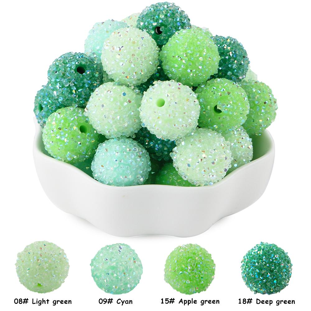 

20Pcs 20MM Resin Round Acrylic Beads Sugar Sand Pasting Process Fashion For Jewelry Making DIY Handmade Bracelets Accessories 20pcs